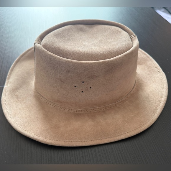 Beautiful Taupe Leather “Australian Walkabout” Hat in Unisex Design main image 8